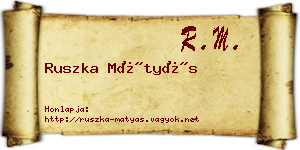 Ruszka Mátyás névjegykártya