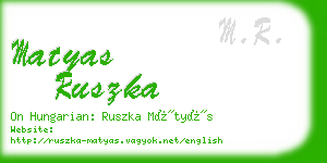 matyas ruszka business card